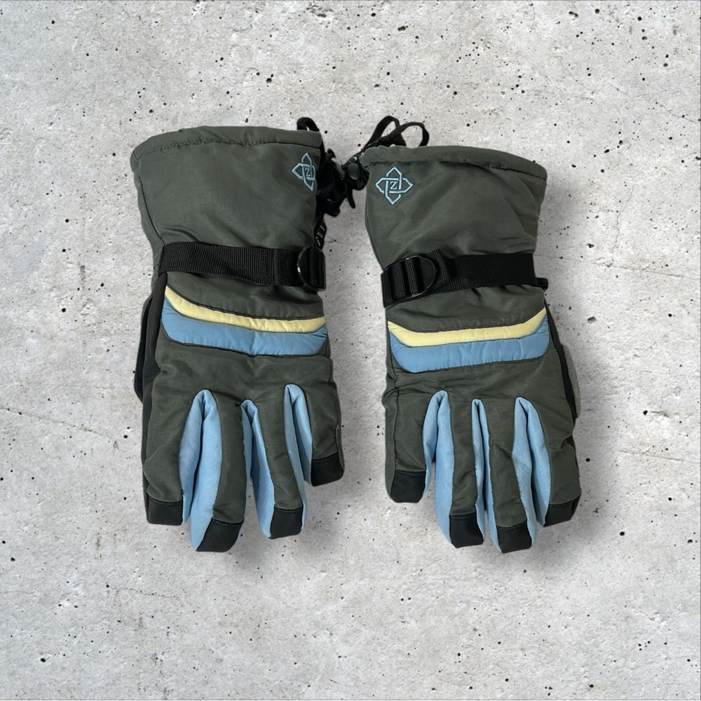 Zero Blue/Gray Women's Large Winter Ski Gloves Hydroguard Adjustable Strap‎